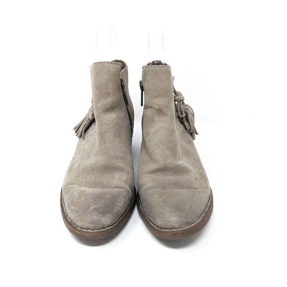 Born Shoes Womens 6.5 Boots Monikah Gray Leather Ankle Zip Booties Boho Western - Picture 5 of 9